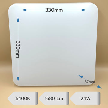 Plafonieră LED Slim Milky 24W, 330x330 mm, 6400K, Lumină Rece