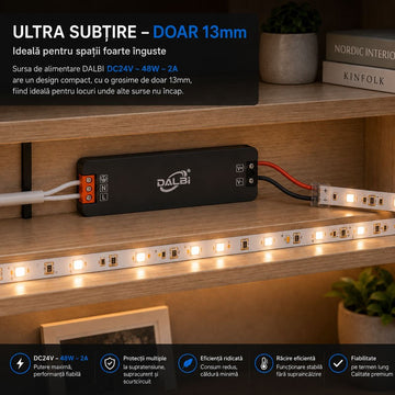 Sursă Alimentare LED 24V 48W 2A Ultra Slim 13mm