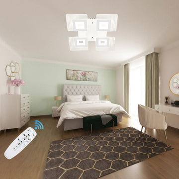 Lustră LED Pallas, 72W, 4 Brațe, 3 Culori, Telecomandă IR