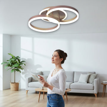 Lustră LED Dione, 64W, 3800lm, 3000K-6500K, Telecomandă, 300+300mm