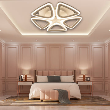 Lustră LED cu 5 Brațe, 80W, 3 Culori, Telecomandă, 470x85mm