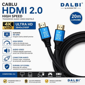 Cablu HDMI 2.0 4K UHD High Speed DALBI 20m