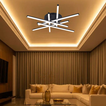 Lustră LED Axis Negru, 6 Brațe, 88W, 5900lm, 800x600x190mm
