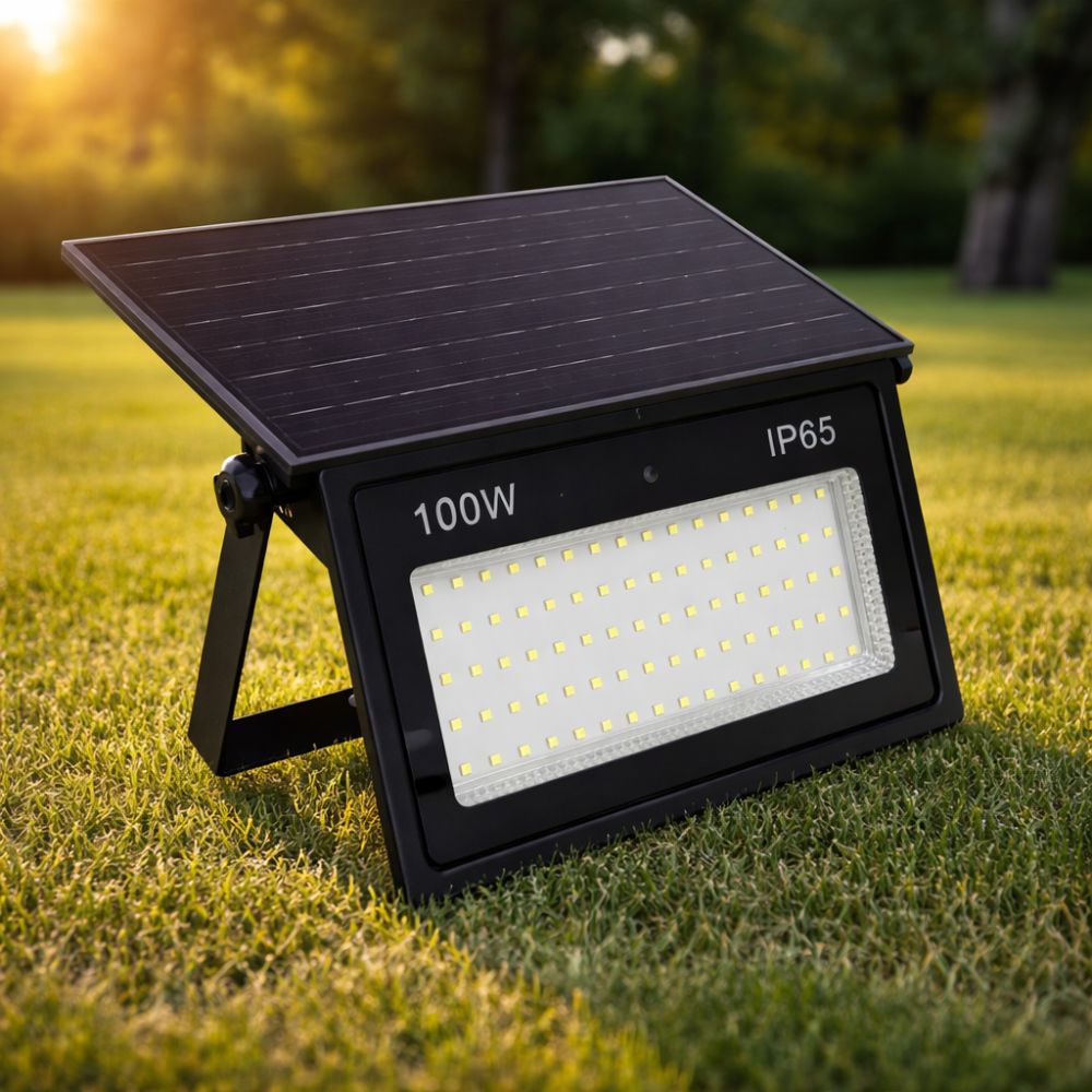 Proiector Solar LED 100W, 1300lm, 6500K, IP65, 285x175x52mm