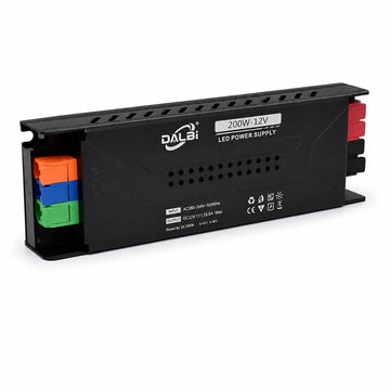 Sursă Alimentare LED 12V 200W 16.6A Slim, Conectare Rapidă Push-In, Carcasă Aluminiu DALBI