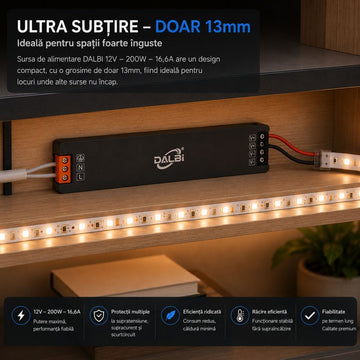 Sursă Alimentare LED 12V 200W 16.6A Ultra Slim 13mm
