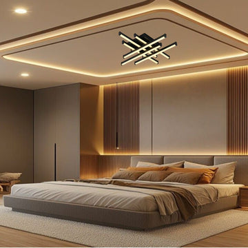 Lustră LED Axis Negru, 6 Brațe, 90W, 6080lm, 800x800x100mm