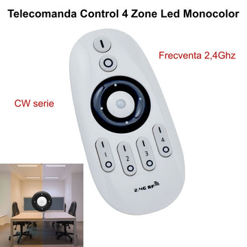 Telecomandă Controller LED CCT Monocolor, 4 Zone, RF 2, 4GHz, Reglaj Intensitate și Temperatură