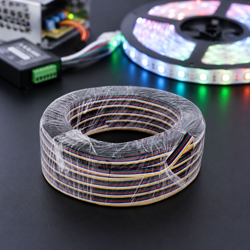 Cablu Alimentare LED RGB/RGBWW/RGB+CCT 6 Fire, 50m/Rolă DALBI