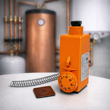 Termostat de Contact cu Brățară pentru Conducte, Reglaj 20-90°C, Control Pompă Recirculare