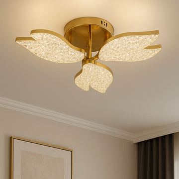 Lustră LED Aureo 3 Brațe, Aurie, 40W, 4300lm, 3000K-6500K, 470x470x100mm
