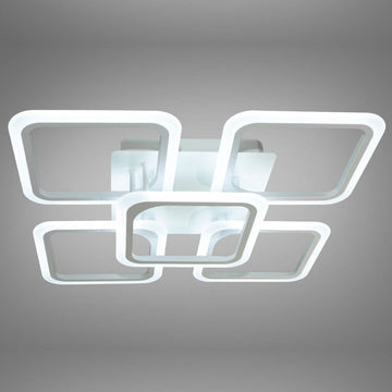 Lustră LED Pătrată 104W, 5 Brațe, 3 Culori, Telecomandă, 610x90mm