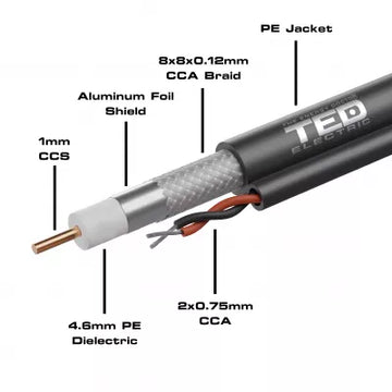 Cablu Coaxial RG6 CCS CCA, Rolă 305m, TED