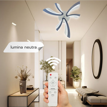Lustră LED cu 6 Brațe 40W, 3 Culori, Telecomandă, 610x90mm