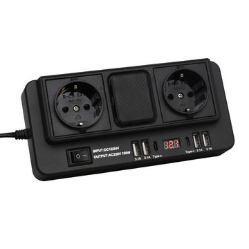 Invertor Auto de Tensiune 150W, 12/24V DC la 2 x 220V AC, 4 x USB 3.1, 2 x Tip C