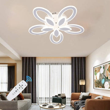 Lustră LED Iris 140W, 5 Brațe, 3 Temperaturi Culoare, Telecomandă