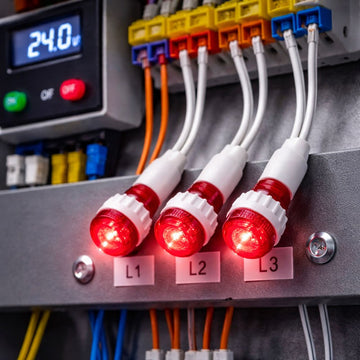 Indicator LED Roșu 24V DC Panou 9, 5mm cu Fire 20cm, Set 10 Bucăți