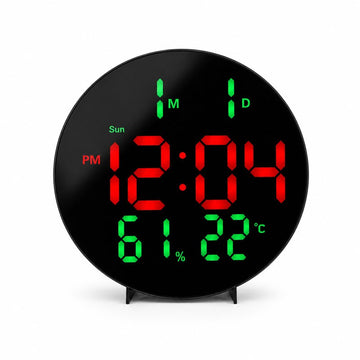 Ceas Digital LED Rotund 26cm 3813L DALBI, Roșu-Verde, Telecomandă, Temperatură și Umiditate
