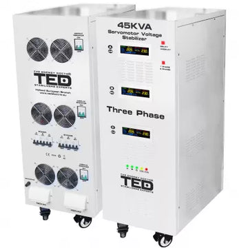 Stabilizator Trifazat TED Electric TED000170, 242V-520V, 36KW, ServoMotor, Sinusoidală Pură, Ecran LCD