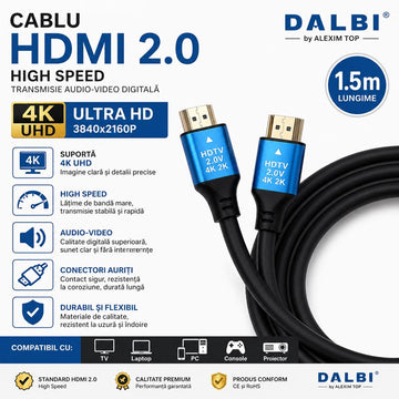 Cablu HDMI 2.0 4K UHD High Speed 1, 5m DALBI
