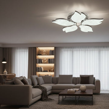 Lustră LED Aureo 5 Brațe, Aurie, 67W, 7000LM, 3000K-6500K, 410x410x100mm