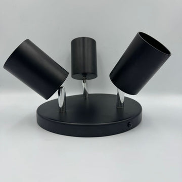 Spot Rotund Reglabil Negru, 3 x GU10, 200mm