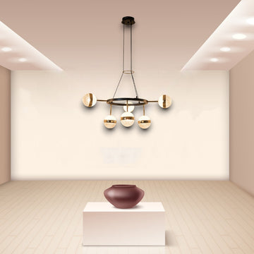 Lustră LED Elianna Negru-Auriu, 92W, 9300lm, 2700K-6500K, 580x800mm