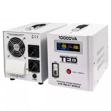 Stabilizator Tensiune 6000W 230V, 2 Ieșiri Schuko, Sinusoidală Pură, Ecran LCD, TED Electric TED000071