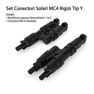 Set 2 Conectori Solari MC4 Tip Y, 1000V, 1 Tata la 2 Mama