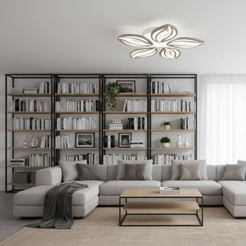 Lustră LED Dimabilă, 80W, 5 Brațe, 3 Culori, Telecomandă, 480mm x 85mm