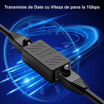 Adaptor RJ45 UTP Mama-Mama Negru CAT5/6, Cupla Rețea Ethernet