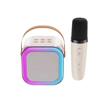 Boxa Cu Microfon Smart, Conectare Bluetooth, IOS/Android, Calitate Inalta A Sunetului, Perfecta Pentru Karaoke, culoare perla