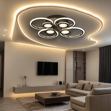 Lustră LED Juno, 96W, 8 Brațe, 3 Culori, Telecomandă IR
