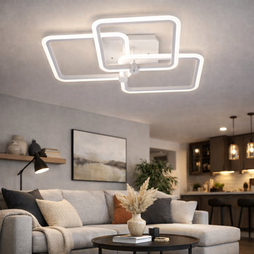 Lustră LED Living 80W, 3 Brațe, 3 Culori, Telecomandă, 580x150mm