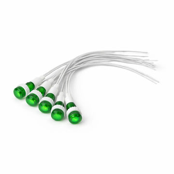 Indicator LED Verde 24V DC, Panou 9, 5mm, Fire 20cm, Set 10 Bucăți