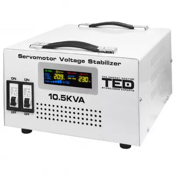 Stabilizator Tensiune Monofazat 6KW, ServoMotor, 2 Ieșiri Schuko, Ecran LCD TED Electric TED000033