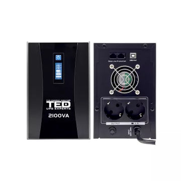 UPS TED 2100VA 1200W, Stabilizator, Management, 2x Schuko, Ecran LCD, 2x Acumulator 12V 9Ah