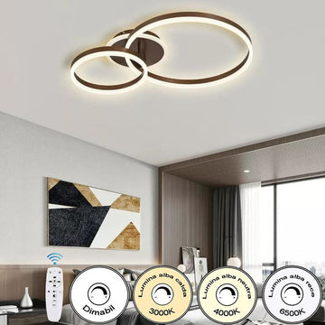 Lustră LED Dione, 95W, 5100lm, 3000K-6500K, Telecomandă, 300+500mm