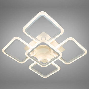 Lustră LED Pătrată 104W, 5 Brațe, 3 Culori, Telecomandă, 610x90mm