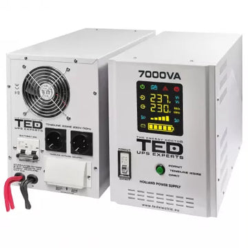 UPS Centrala 7000VA 5000W, Ecran LCD, Sinusoidala Pura, 4x Baterie 12V, Ted Electric TED001696