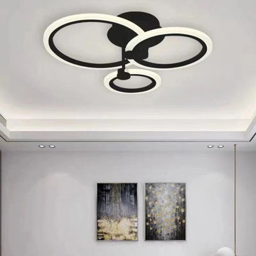 Lustră LED Cu 3 Cercuri, 40W, 3 Culori, Telecomandă, 440x150mm