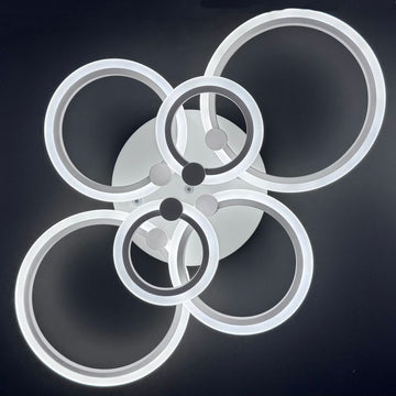 Lustră LED Cu 6 Cercuri 100W, 3 Culori, Telecomandă, 830x140mm