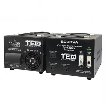 Transformator Tensiune TED Electric TED000262, 8000VA 6400W, 220V la 110V, Reversibil, Carcasa, Regleta