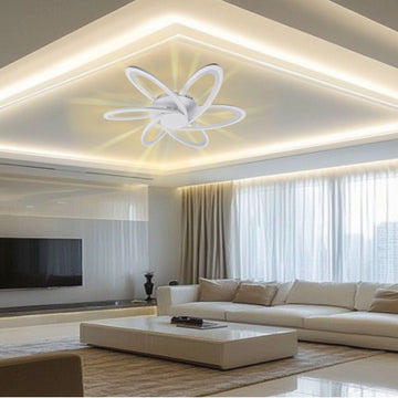 Lustră LED cu 6 Brațe, 108W, 3000K-6500K, Telecomandă, 700x700x100mm