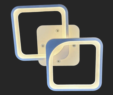Lustră LED Pătrată 50W, 2 Brațe, 3 Culori, Telecomandă, 550x115mm