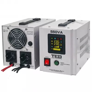UPS Pentru Centrala Ted Electric TED000354, 550VA 300W, Ecran LCD, Sinusoidala Pura, Baterie 12V