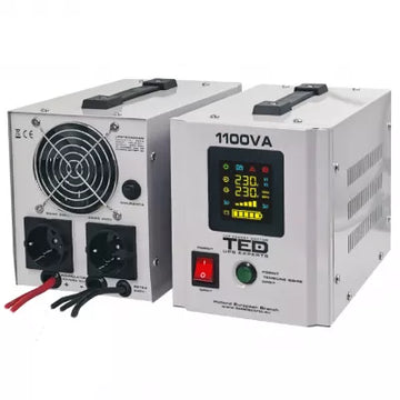 UPS Pentru Centrala, 1100VA 700W, Ecran LCD, Sinusoidala Pura, Baterie 12V, Ted Electric TED000323