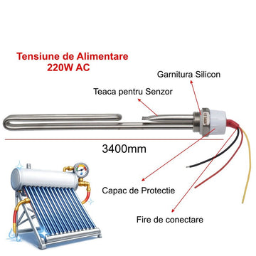 Rezistență Electrică 1500W, 220V AC, Panou Solar Presurizat cu Boiler