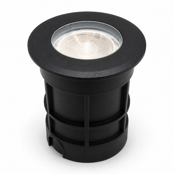 Spot LED Încastrat Pardoseală MR16 IP65 Negru – Corp Aluminiu pentru Alei, Terasă și Grădină, Ø75×97 mm