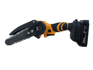 Fierastrau Mini 36V, 2 Lanturi, 2 Baterii, Iluminare LED, Negru/Galben